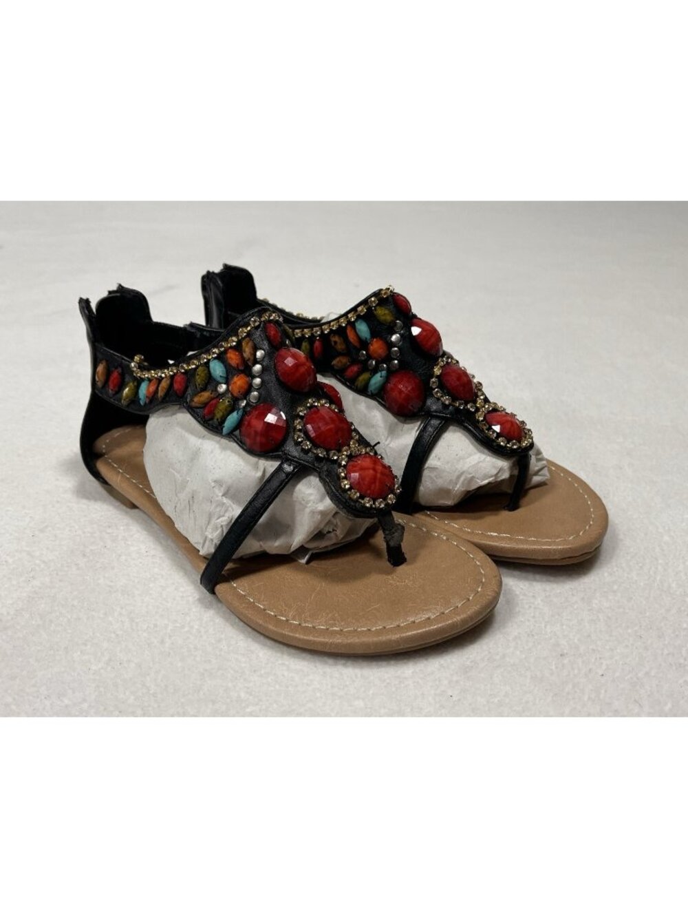 Soda ANDRIX Girls Sandals Size 12 Black Multi Embellished NIB